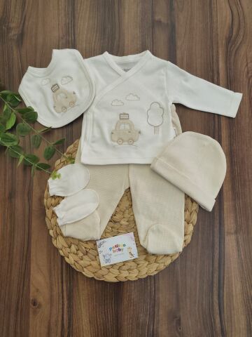 Bebitof Arabalı Erkek 5 li Hastane Çıkışı Yenidoğan Set