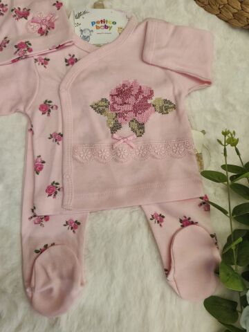 Babyim Kaneviçe Nakışlı 3 lü Kız Takım