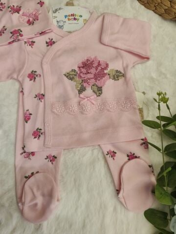 Babyim Kaneviçe Nakışlı 3 lü Kız Takım