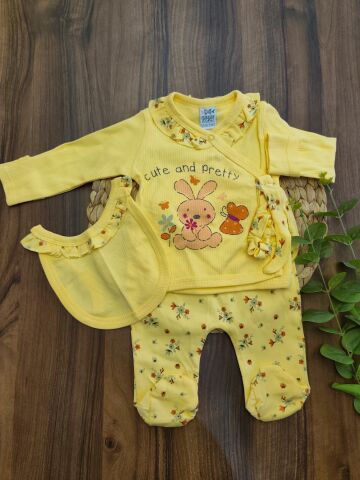 Nazar bebe Tavşan Baskılı İnterlok Kız Takım