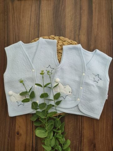 Tonton Bebe Mavi Erkek Yelek 1-3 Ay