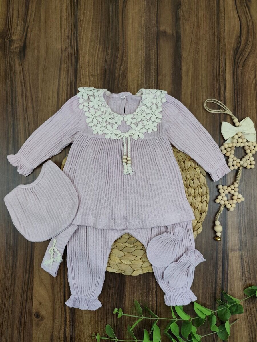 Minizeyn İşlemeli 5 Parça Kız Takım Yenidoğan