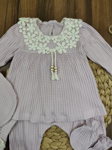 Minizeyn İşlemeli 5 Parça Kız Takım Yenidoğan