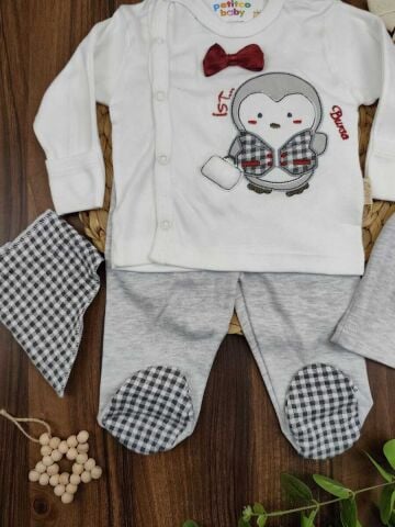 Babyim Penguen Erkek 5 Li Yenidoğan Zıbın Set