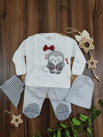 Babyim Penguen Erkek 5 Li Yenidoğan Zıbın Set