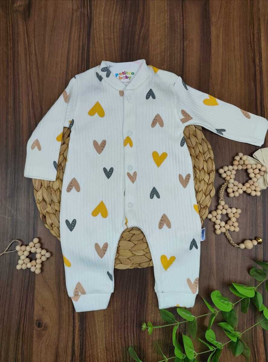 Süpermini Raporlu Desenli Manşetli Kız Bebek Tulum 3-6 Ay