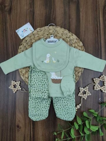 Bebitof Sepetli Ördek 5 Li Kız Yenidoğan Zıbın Set