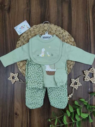 Bebitof Sepetli Ördek 5 Li Kız Yenidoğan Zıbın Set