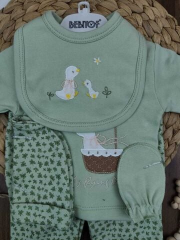 Bebitof Sepetli Ördek 5 Li Kız Yenidoğan Zıbın Set