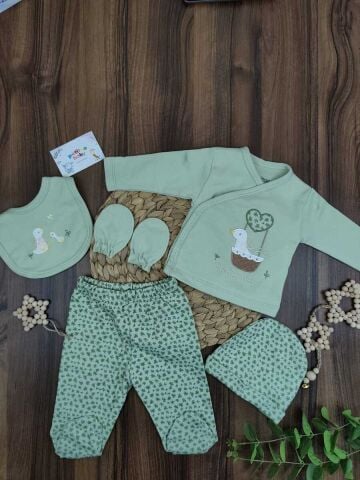 Bebitof Sepetli Ördek 5 Li Kız Yenidoğan Zıbın Set