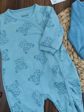 Miniworld Bear Baskılı Erkek Tulum 2 Lİ 3-6 AY