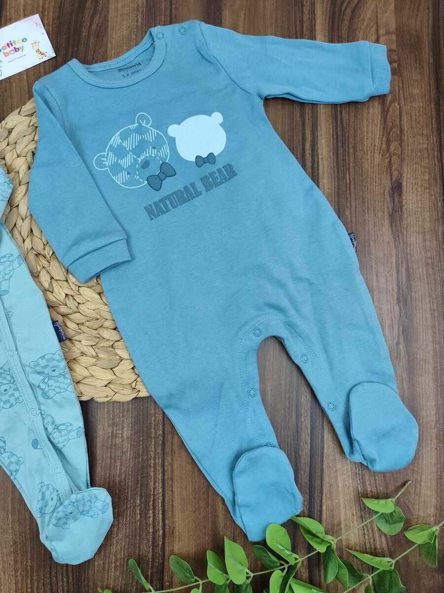 Miniworld Bear Baskılı Erkek Tulum 2 Lİ 1-3  AY