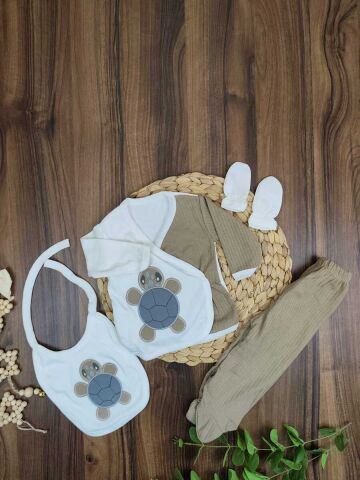 Danino Kablumbağa Nakışlı 10 Lu Zıbın Set