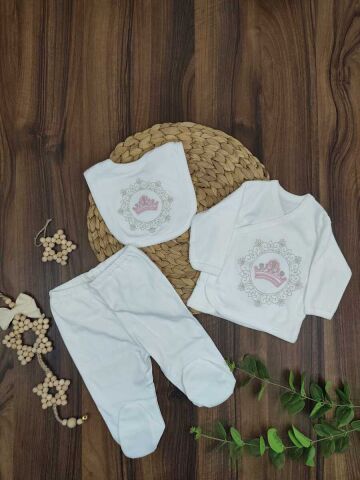 Zıpır Taçlı 10 Parça Kız Zıbın Set