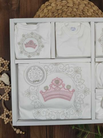 Zıpır Taçlı 10 Parça Kız Zıbın Set