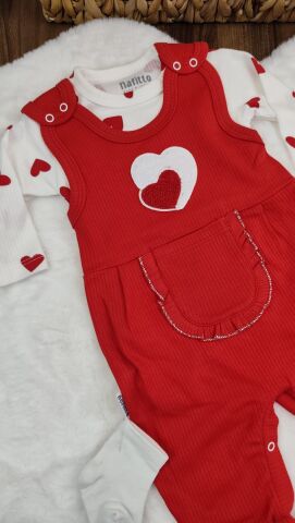 Nafitto Kalpli Badyli Kız Tulum Kırmızı 3 Ay