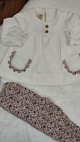 Deco Bandanalı Cepli Taytlı Kız Takım 6-9 Ay