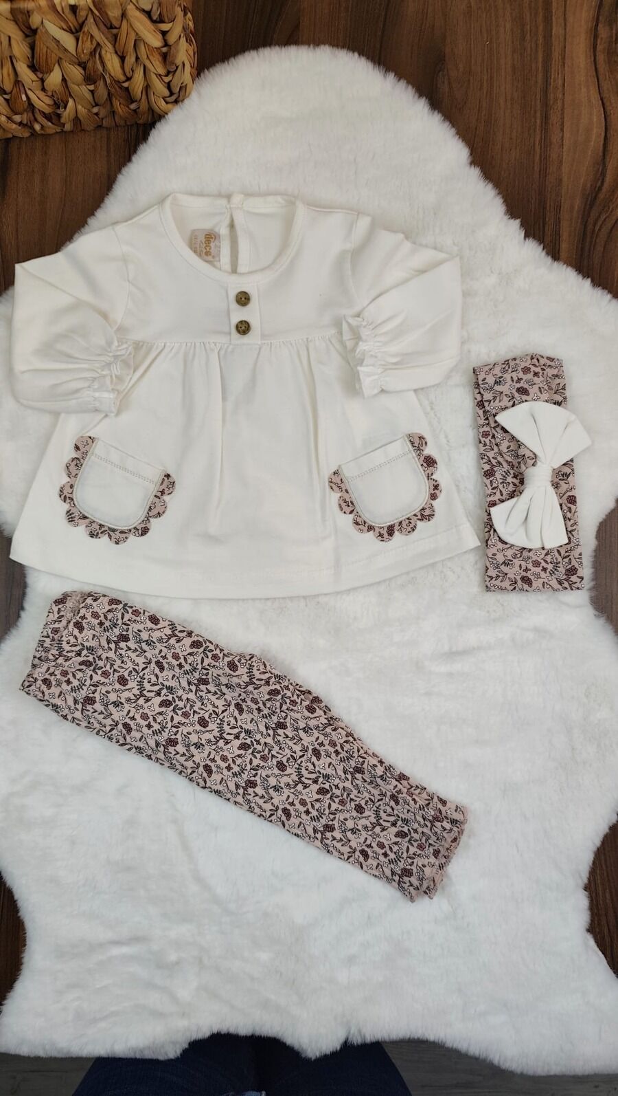 Deco Bandanalı Cepli Taytlı Kız Takım 6-9 Ay