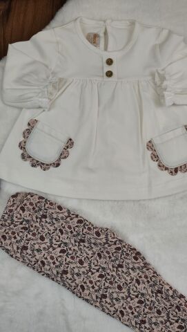 Deco Bandanalı Cepli Taytlı Kız Takım 9 - 12  Ay