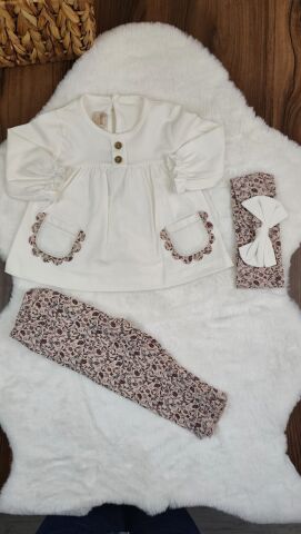 Deco Bandanalı Cepli Taytlı Kız Takım 9 - 12  Ay